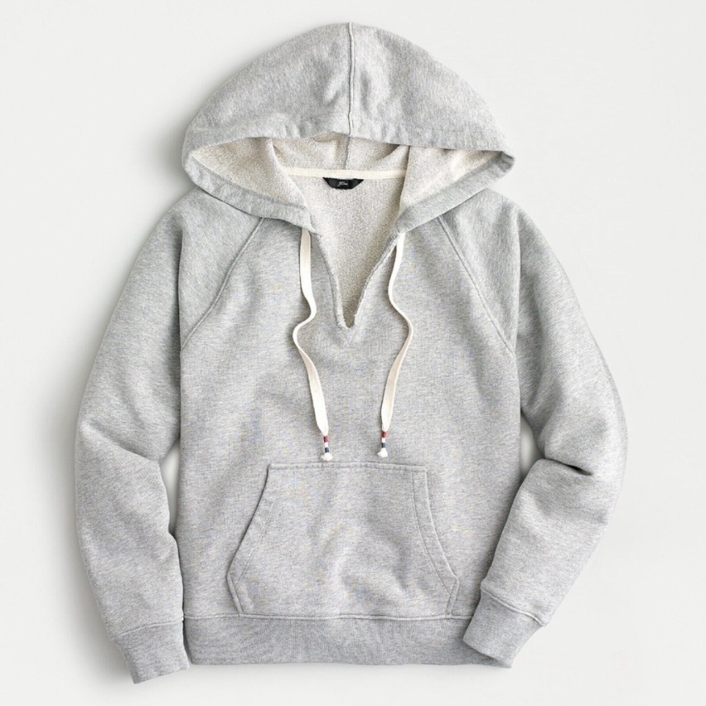 NWT J.Crew Garment-Dyed V-neck Hoodie in Original Cotton Terry Size: S AJ640
